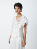 Bombay Paisley White Embroidered Peplum Top