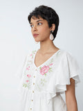 Bombay Paisley White Embroidered Peplum Top