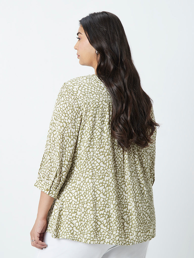 Gia Curves Sage Printed Blouse