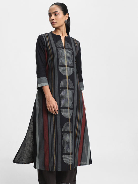 Utsa Printed Black Kurta