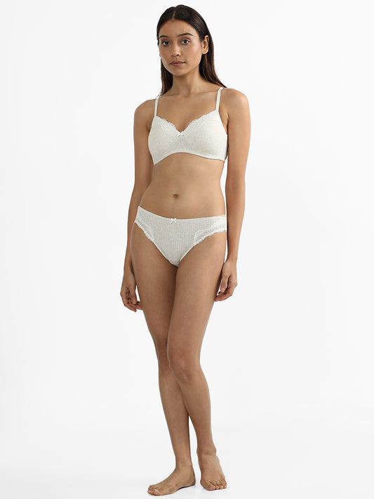 Wunderlove Cream Lace Rib Bra