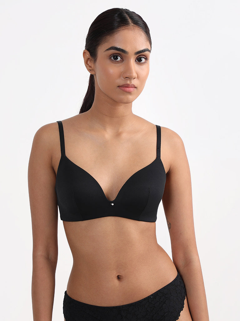 Wunderlove Black Solid Bra