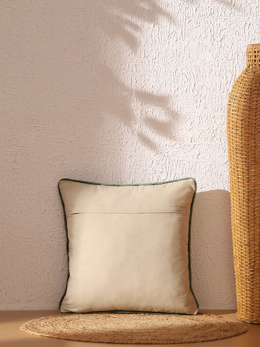 Westside Home Teal Green Chennile Embroidered Cushion Cover