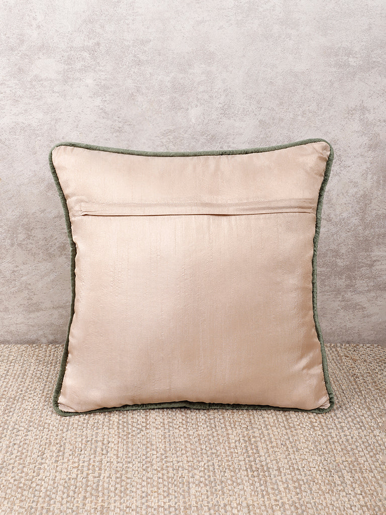 Westside Home Dark Green Cushion Cover with Mid Self Mini Damask