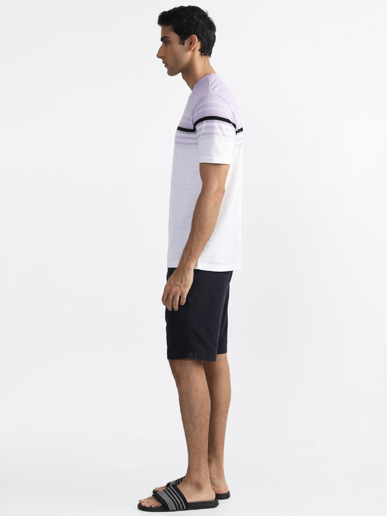 WES Lounge Striped Lilac-Colored Relaxed-Fit T-Shirt