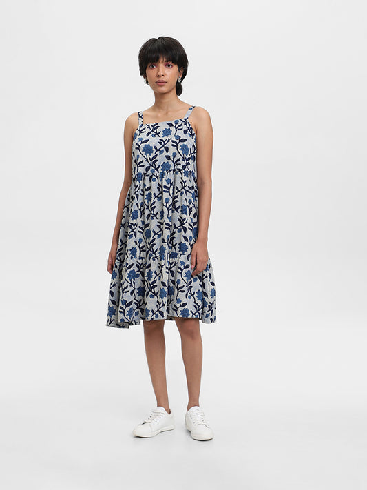 Bombay Paisley Printed Indigo Dress