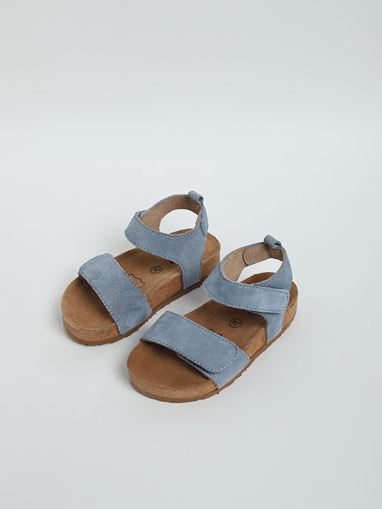 Yellow Kids  Navy Suede Leather Sandals