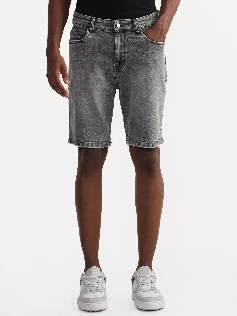 Nuon Solid Grey Shorts