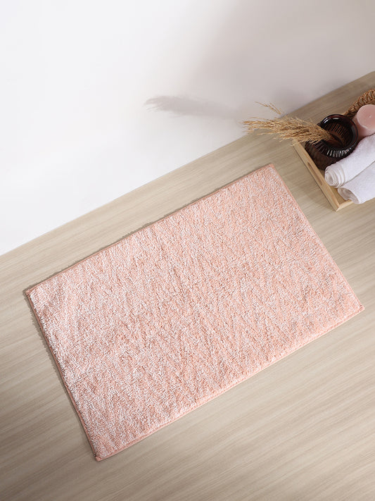 Westside Home Peach Chevron Striped Fluffy Bathmat