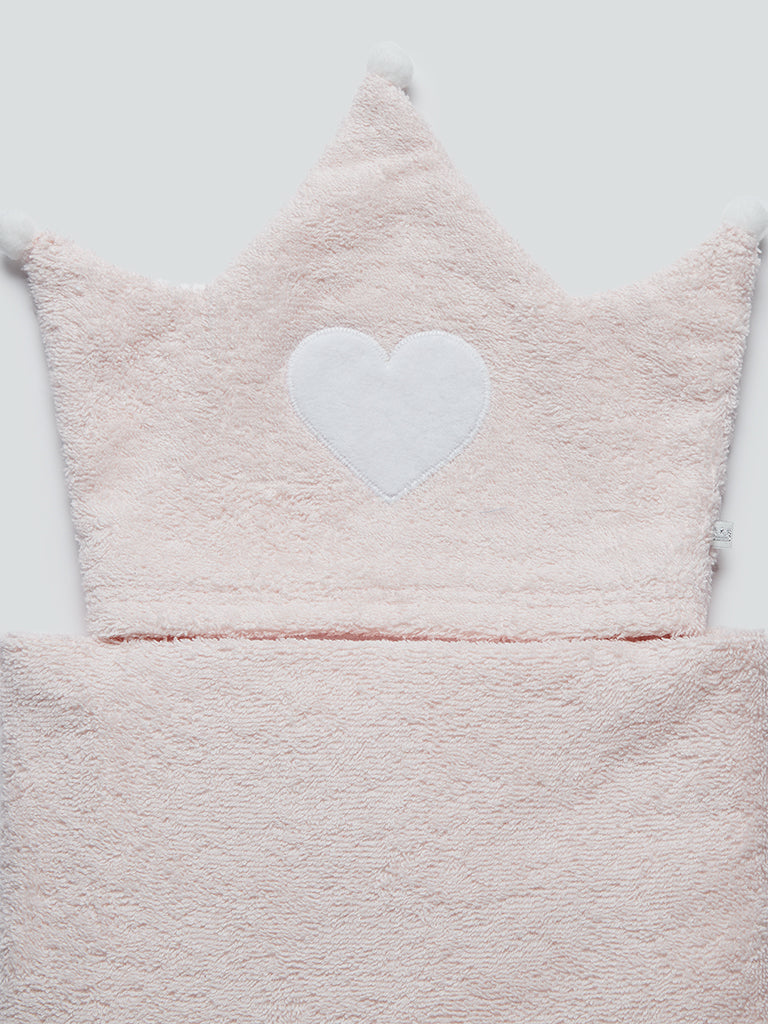 HOP Baby Light Pink Heart Design Towel With Hood