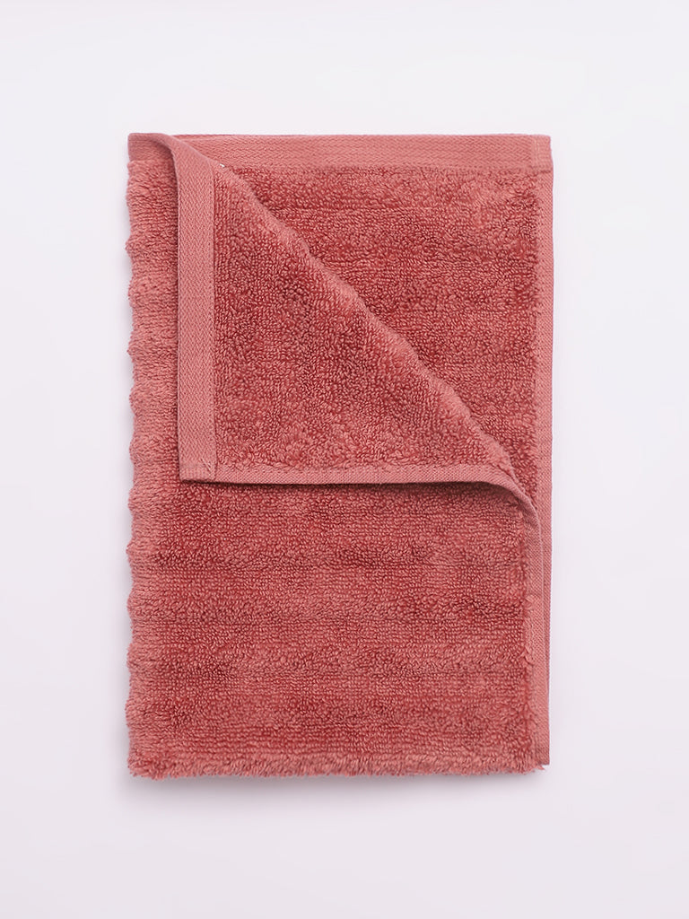 Westside Home Red Self-Striped Hand Towel