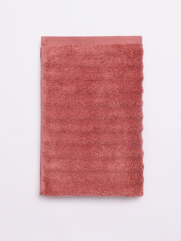 Westside Home Red Self-Striped Hand Towel