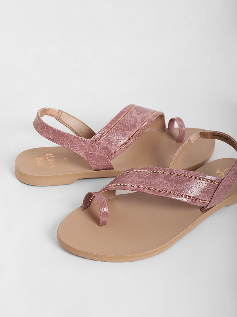 LUNA BLU Pink Big Band Toe Ring Sandals