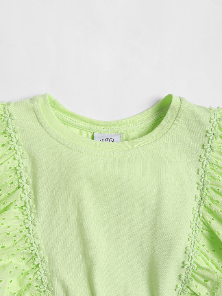 HOP Kids Embroidered Green Blouse