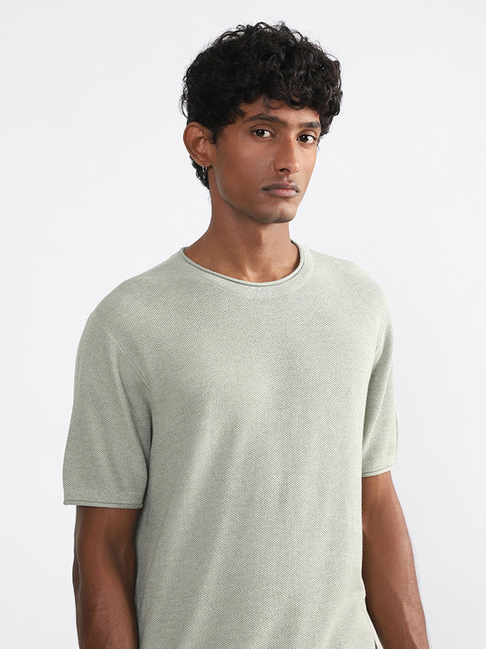 ETA Sage Self Pattern Slim Fit T-Shirt