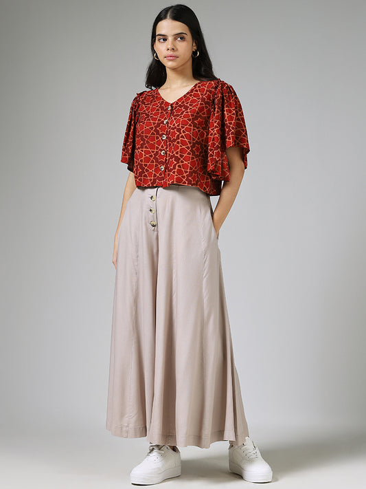 Bombay Paisley Rust Geometric Printed Top