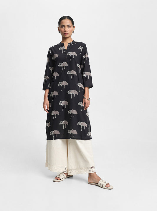 Utsa Printed Black Kurta