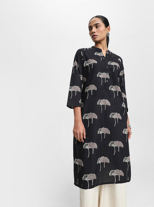 Utsa Printed Black Kurta