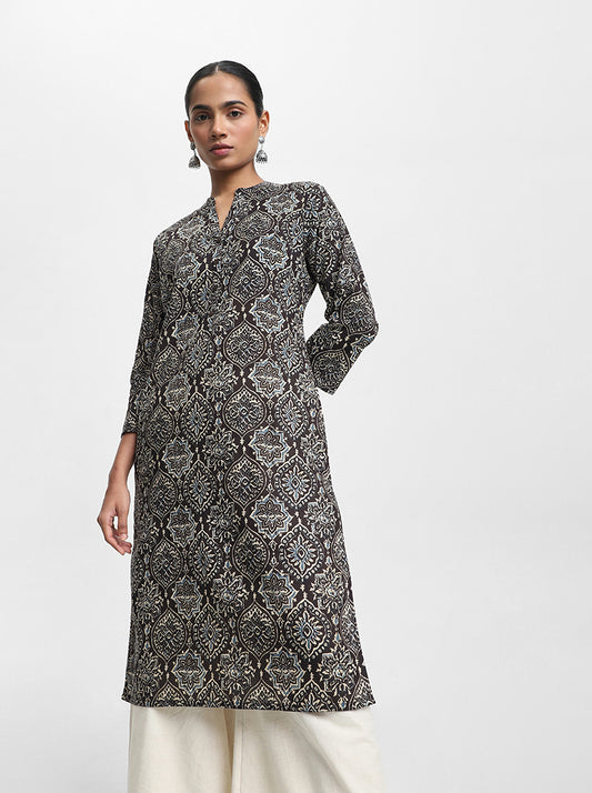 Utsa Printed Black Kurta