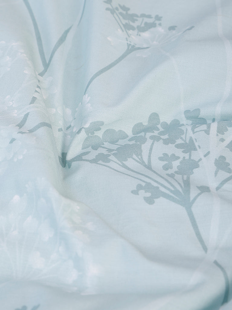 Westside Home Aqua Dandelion Printed Double Bed Flat sheet and Pillowcase Set