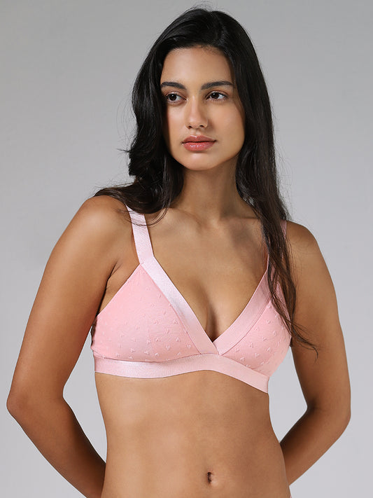 Superstar Flock Heart Printed Putty Pink Bra