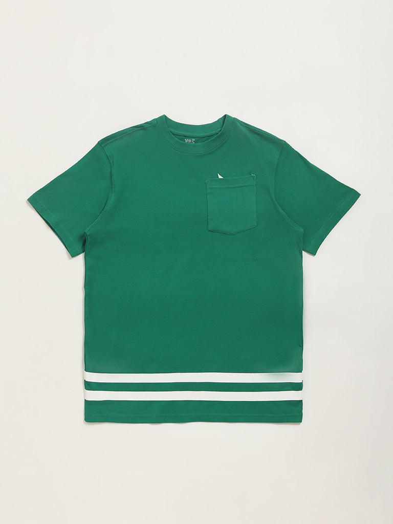 Y&F Kids Sage Contrast Striped T-Shirt