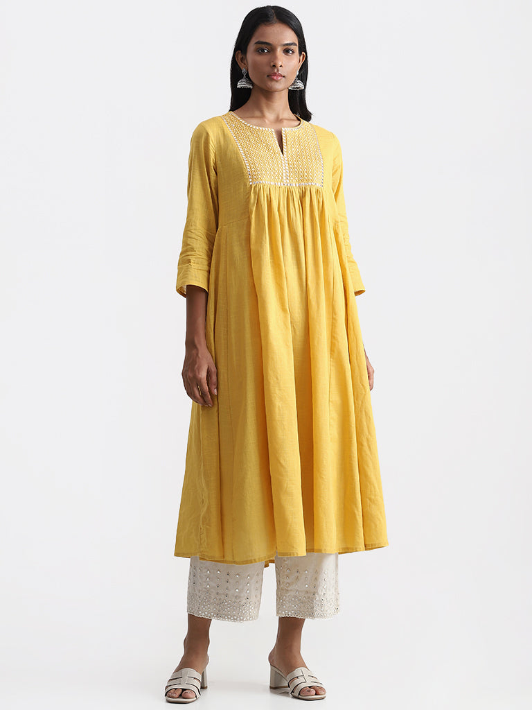 Buy Kipek Mustard Printed Anarkali Kurta for Womens Online  Tata CLiQ