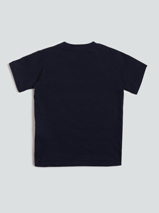 HOP Kids Solid Navy-Colored T-Shirt