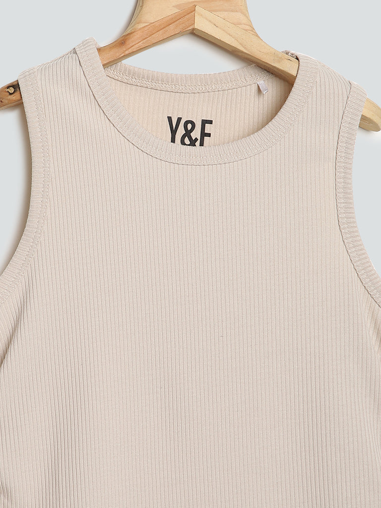 Y&F Plain Stone-Colored T-Shirt