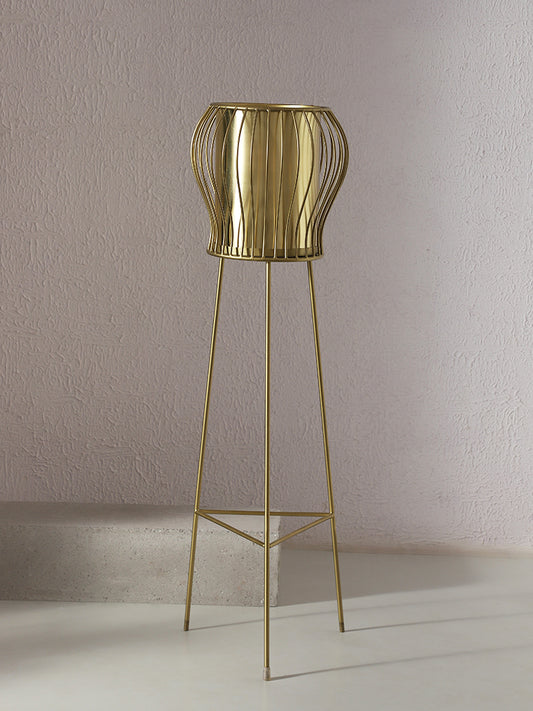 Westside Home Gold Cage Pot with Tripod Stand
