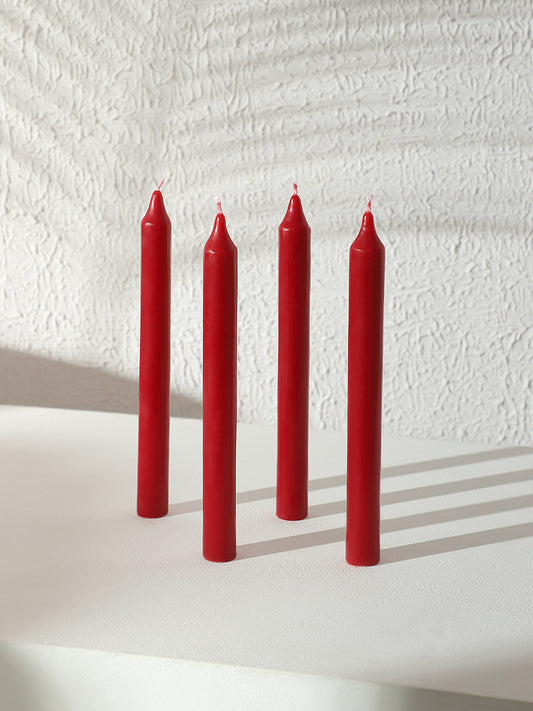 Westside Home Red Taper Candle- Set of 4