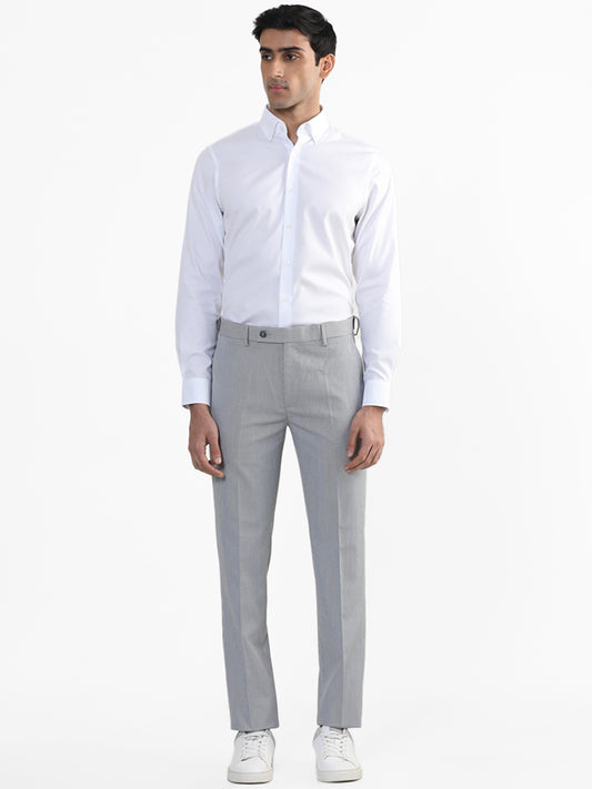 WES Formals Plain White Cotton Slim Fit Shirt