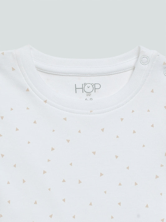 HOP Baby Beige & White Printed T-Shirt - Pack of 3