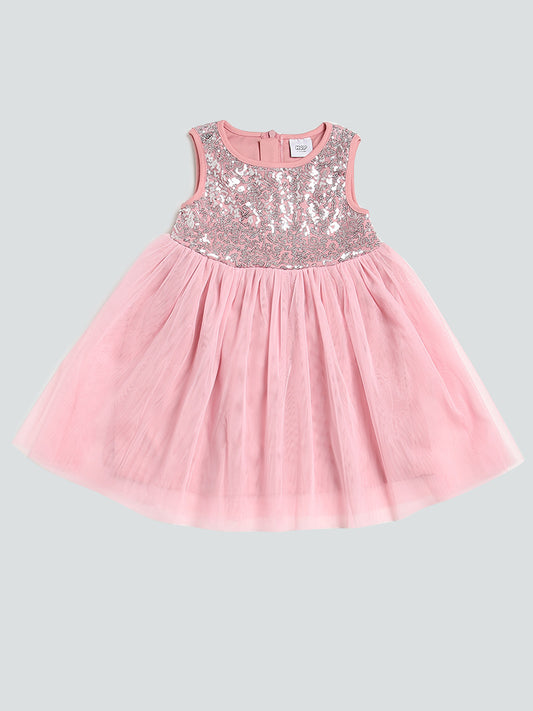 HOP Kids Embroidered Pink Dress
