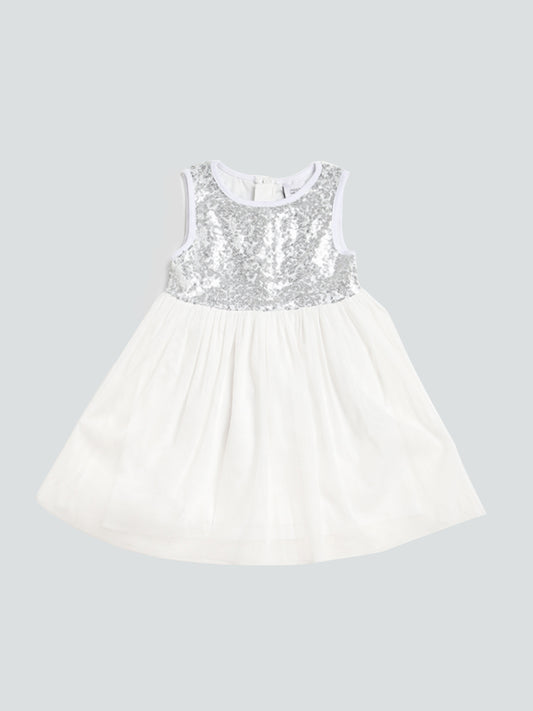 HOP Kids Embroidered White Dress