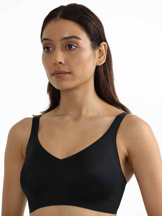 Wunderlove Black Full Coverage Cotton Invisible Bra