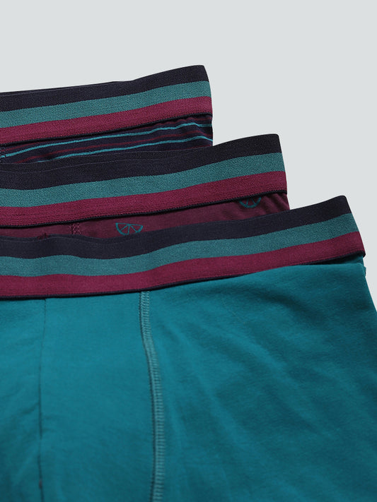 WES Lounge Printed & Solid Teal Trunks - Pack of 3