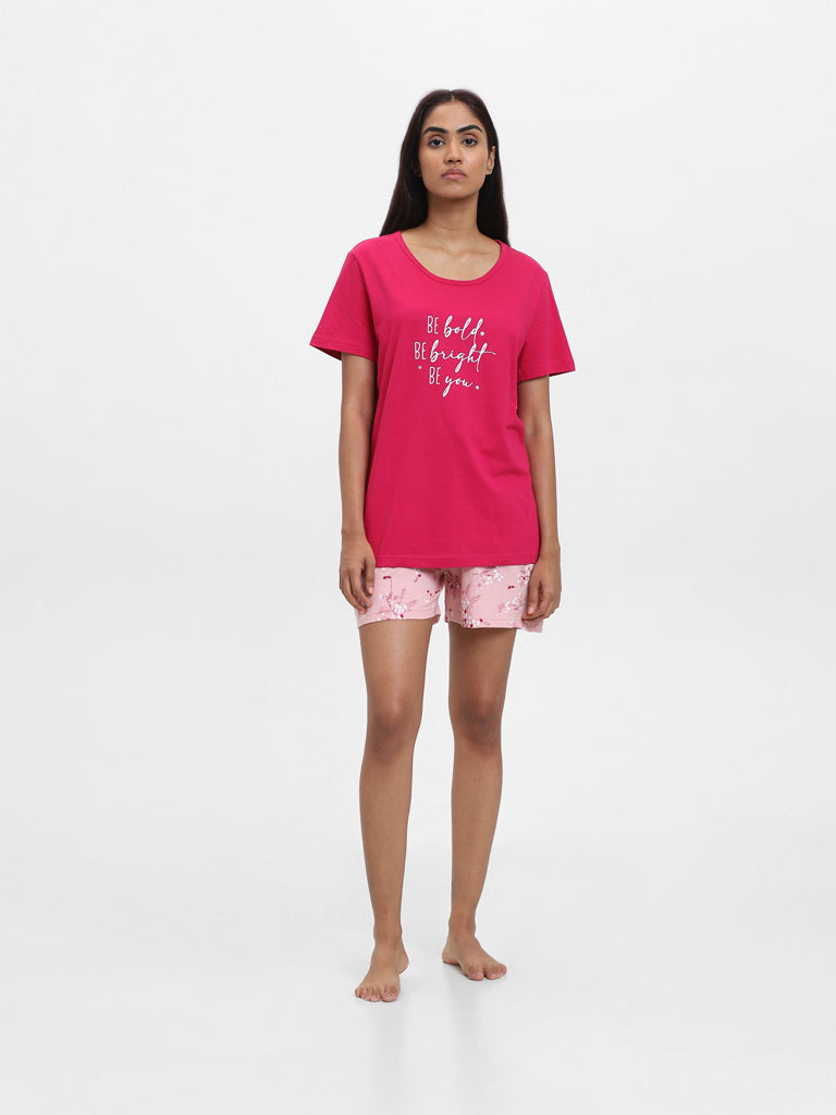 Buy Wunderlove Wunderlove Sleepwear Printed Raspberry T-Shirt at
