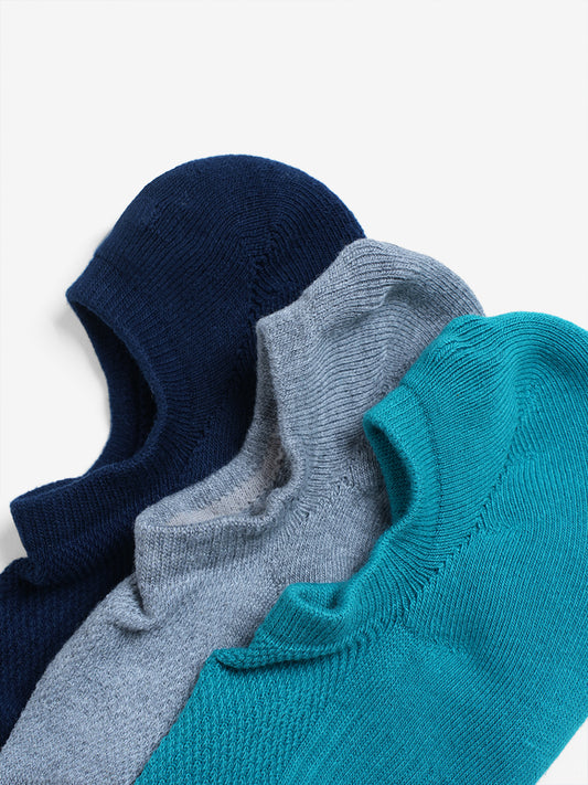 WES Lounge & Innerwear Solid Aqua-Colored Men's Socks - 3 Pairs