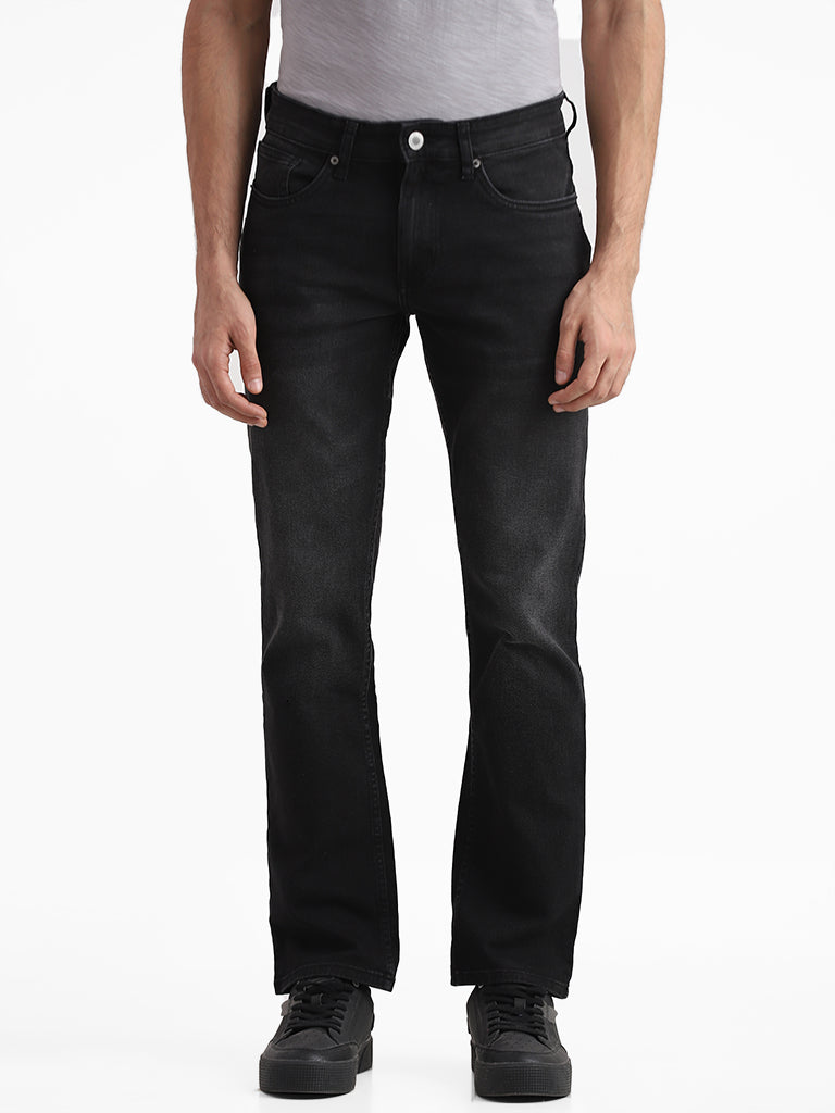 WES Casuals Charcoal Relaxed Fit Mid Rise Jeans