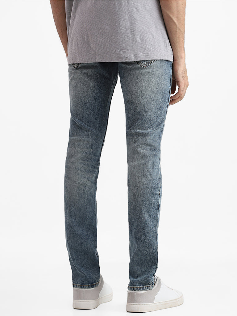 WES Casuals Blue Slim Fit Mid Rise Jeans