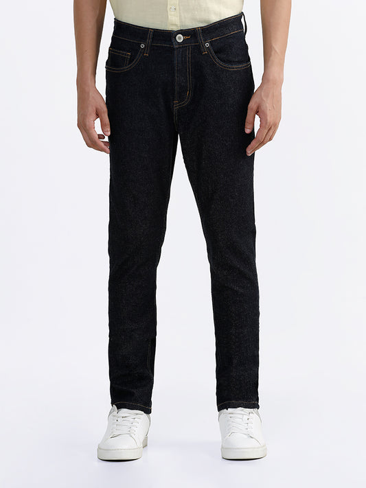 WES Casuals Solid Black Slim Fit Denim Jeans