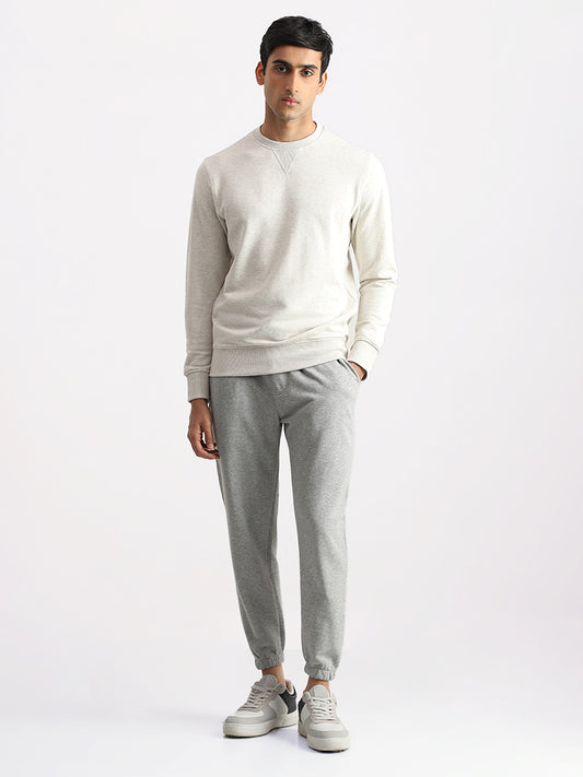 WES Casuals Solid Grey Relaxed Fit Trackpants