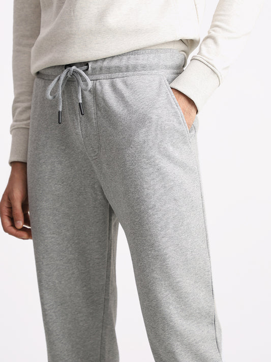 WES Casuals Solid Grey Relaxed Fit Trackpants