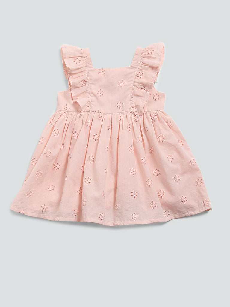 Buy HOP Baby Cut-Work Embroidered Peach Dress from Westside