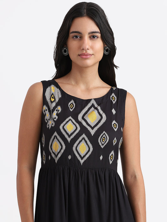 Bombay Paisley Black Printed Long Dress