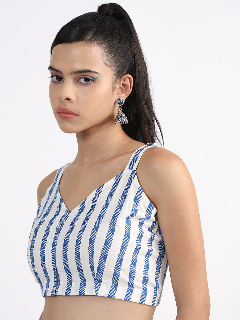 Bombay Paisley Printed Blue Bustier Top
