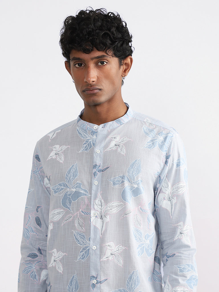ETA Blue Floral Printed Resort Fit - Shirt