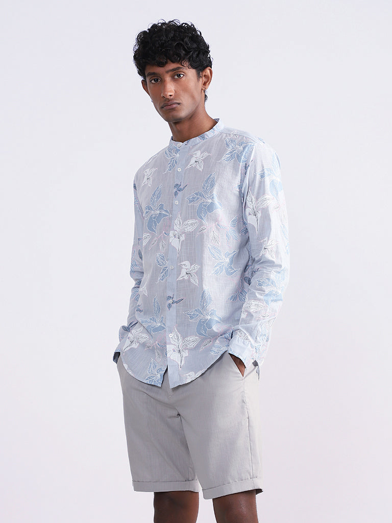 ETA Blue Floral Printed Resort Fit - Shirt