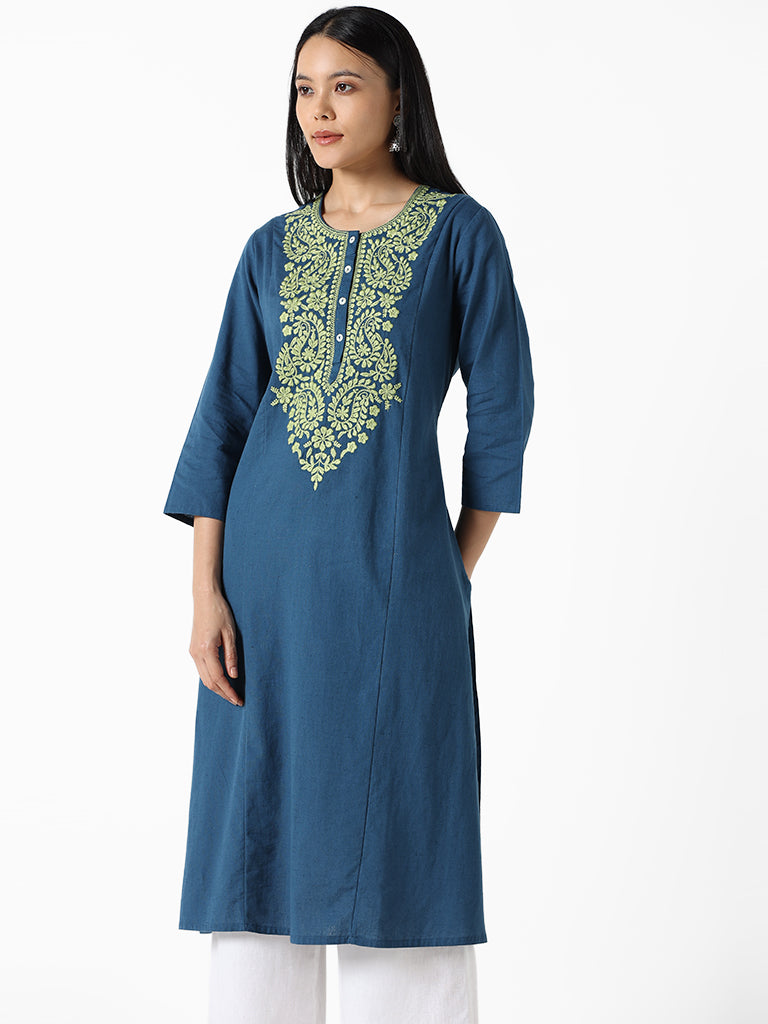 Likha Chikankari Peach Hand Embroidered Straight Kurta: Buy Likha Chikankari  Peach Hand Embroidered Straight Kurta Online at Best Price in India | Nykaa